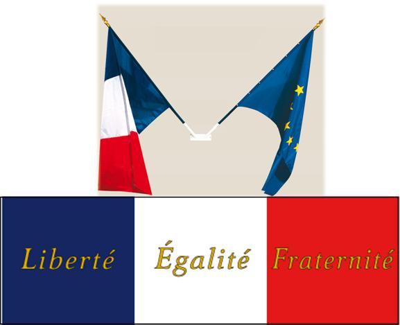 PANNEAU devise republicaine avec 2 drapeaux 60X90CM