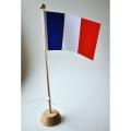 DRAPEAU FRANCE 10X15CM SUR MAT BOIS PORTE DRAPEAU 32cm