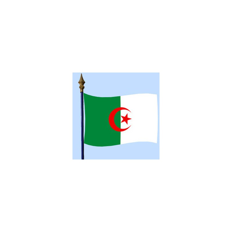 Drapeau Algérie / algérien sur hampe en bois - DOUBLET