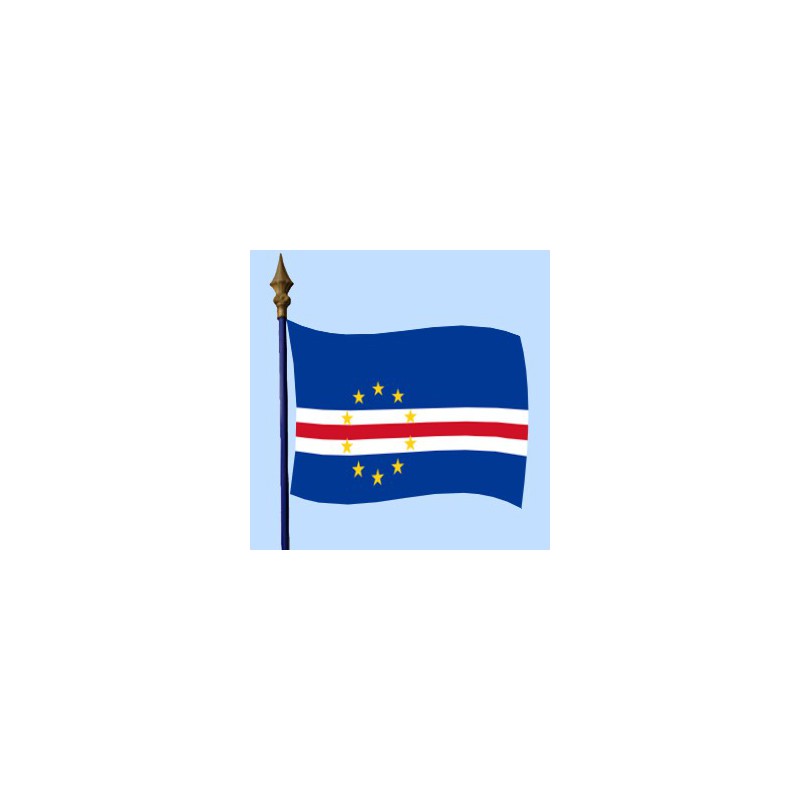 Drapeau en tissu cloué sur hampe bois bleue marine