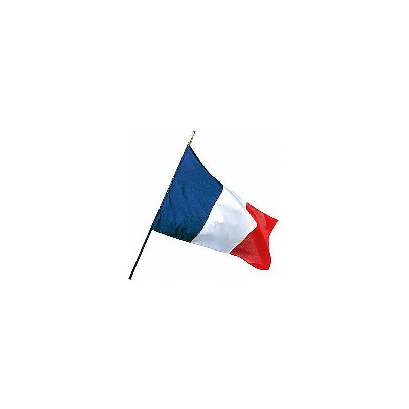 Drapeau France officiel avec hampe en bois : fabrication Française