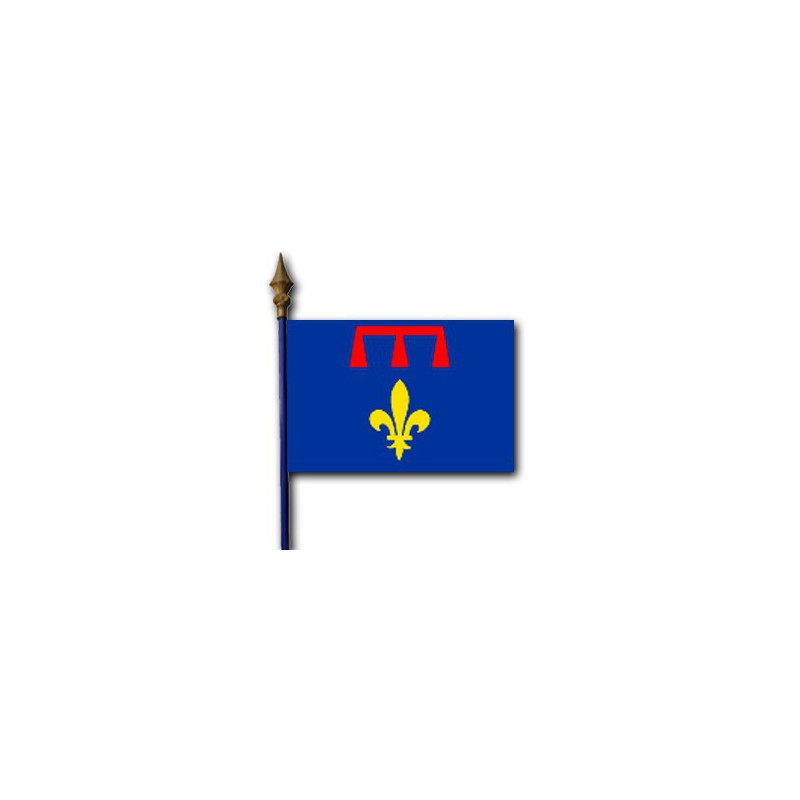 Drapeau en tissu clou sur hampe bois bleue marine