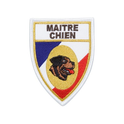 Ecusson soie Maitre-Chien Tricolore Rottweiller