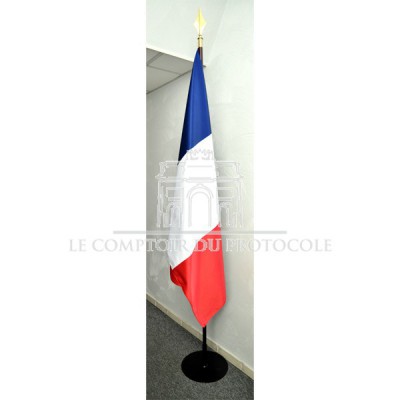 DRAPEAU FRANCE HONORIFIQUE SATIN sans franges avec socle