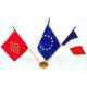 lot de 3 mini-drapeaux avec socle bois - france europe region