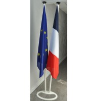 LOT DE 2 DRAPEAUX MAT ALU - socle blanc plat