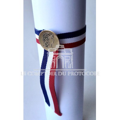 RUBAN DIPLOME TRAVAIL avec bouton Marianne