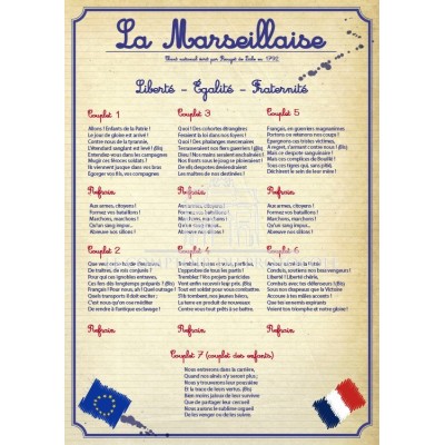 Panneau d’affichage la Marseillaise – PVC - 420x297mm – modèle classique