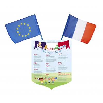 Lot écusson Marseillaise + 2 drapeaux France Europe – modèle Maternelle
