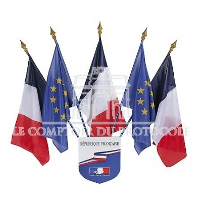 ECUSSON RF 40X50CM avec 5 drapeaux france et europe 60x90