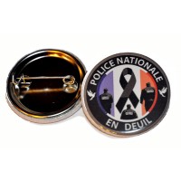 BADGE POLICE NATIONALE EN DEUIL - 38mm