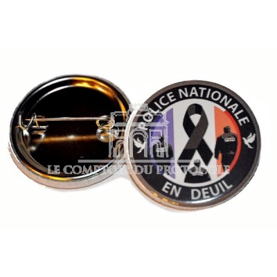 BADGE POLICE NATIONALE EN DEUIL - 38mm