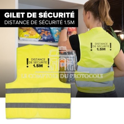 50 GILETs DE SECURITE COVID-19 marqués dos distance 1.50m