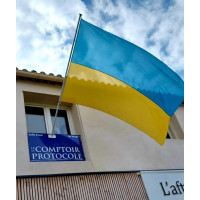 drapeau Ukraine pavillon pour mat - 2 anneaux