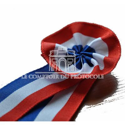 COCARDE TRICOLORE TISSU 5CM avec 2 pans