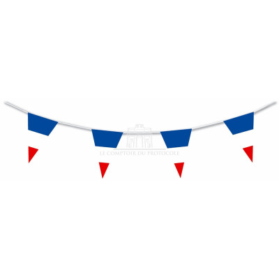 GUIRLANDE FRANCE TRICOLORE 10M plastique - 20 pavillons 20x30cm