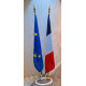 LOT DE 2 DRAPEAUX FRANCE EUROPE REGION - socle double