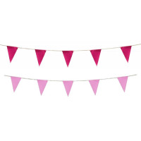LOT DE 12 GUIRLANDES OCTOBRE ROSE TRIANGLE PLASTIQUE 10m
