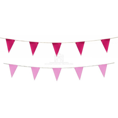 LOT DE 12 GUIRLANDES OCTOBRE ROSE TRIANGLE PLASTIQUE 10m