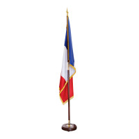 DRAPEAU FRANCE HONORIFIQUE SATIN sans franges avec socle