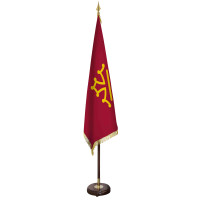 DRAPEAU FRANCE HONORIFIQUE SATIN sans franges avec socle