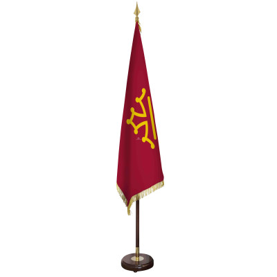 DRAPEAU FRANCE HONORIFIQUE SATIN sans franges avec socle