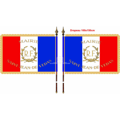 DRAPEAU LUXE SATIN avec franges bouillon OR