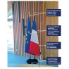 LOT DE 2 DRAPEAUX FRANCE ET EUROPE AVEC SOCLES METAL NOIR