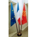 3 drapeaux socle triple