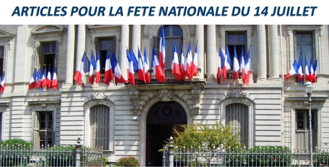 drapeaux et articles pour la fête nationale du 14 juillet